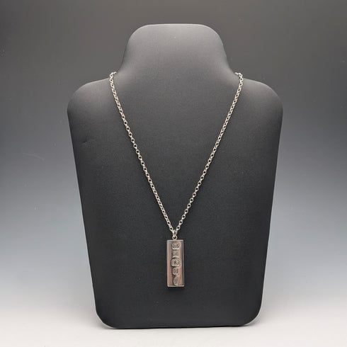 1977年 英国 純銀製 ジュビリーインゴットペンダント&純銀製チェーン 計40g  Troika Designs